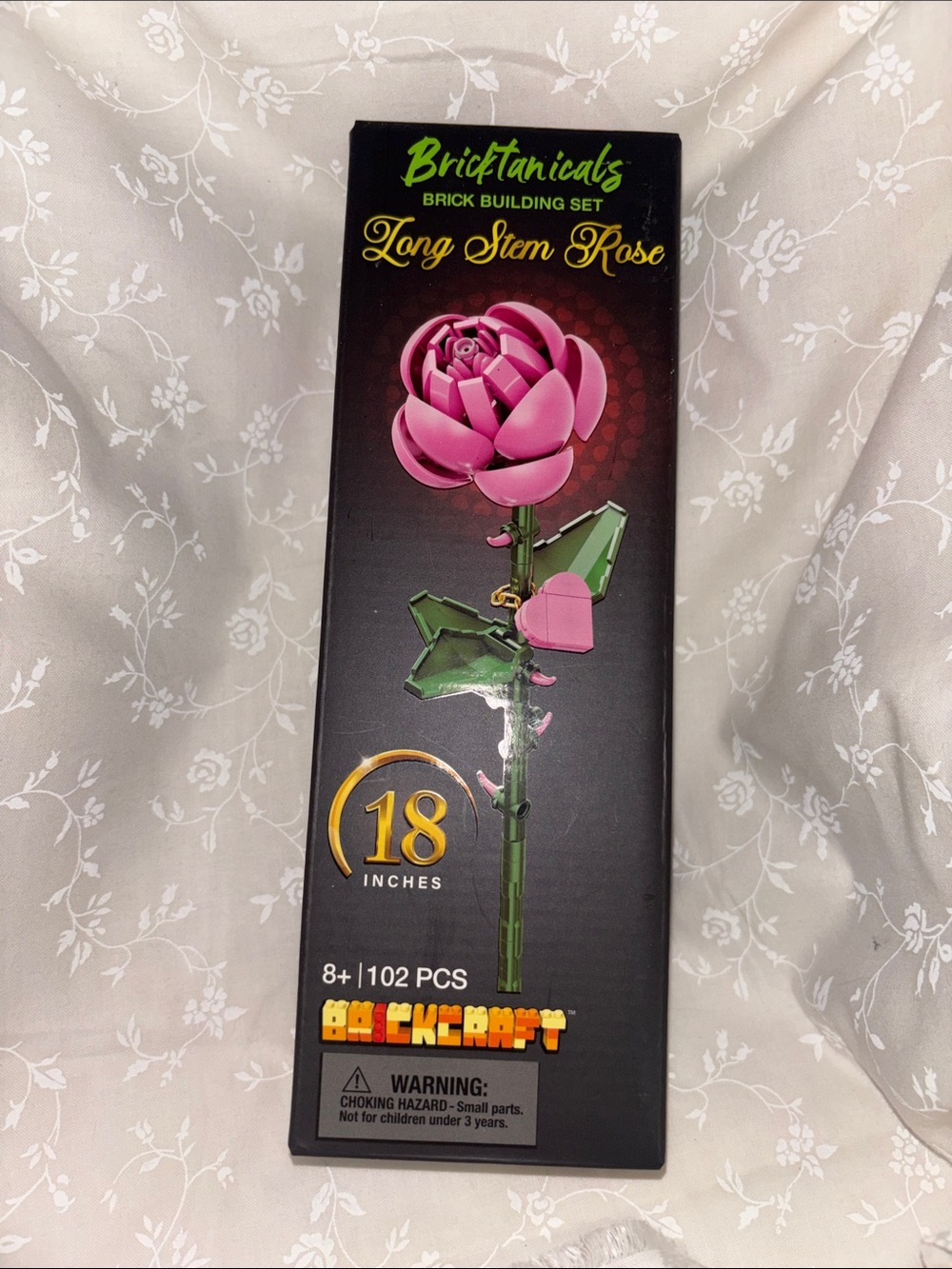 Long Stem Rose Brick Building Set - Pink